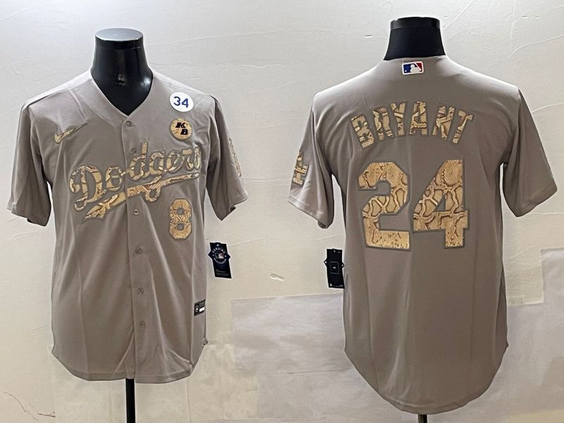 Men Los Angeles Dodgers 24 Bryant Grey Fashion Game 2025 Nike MLB Jersey style 3065